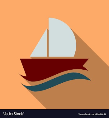 Yacht icon in flat style with shadow vector image