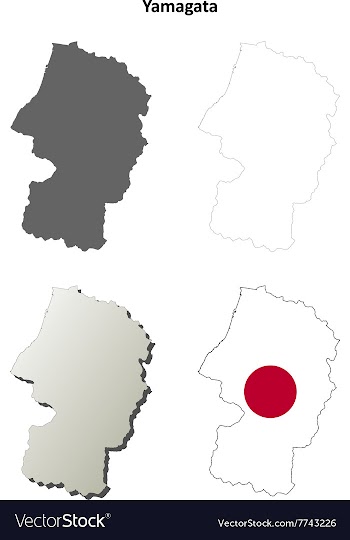 Yamagata blank outline map set vector image