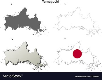 Yamaguchi blank outline map set vector image