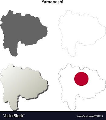 Yamanashi blank outline map set vector image