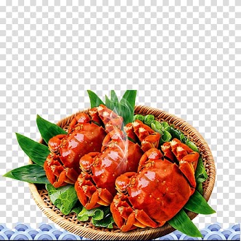 Yangcheng Lake large crab Yangcheng Lake large crab Shanghai cuisine Chinese mitten crab, Big crab and leaves transparent background PNG clipart