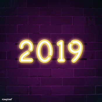 Yellow 2019 neon sign vector | Free stock vector - 532808