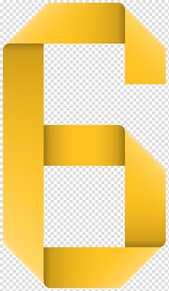Yellow 6 illustration, Yellow Pattern, Ribbon Number Six transparent background PNG clipart