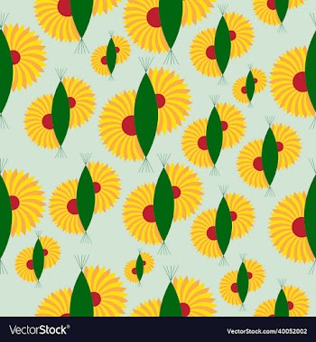 yellow abstract flowers seamless pattern