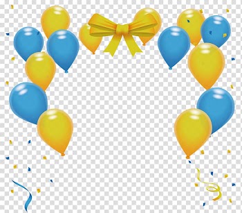 Yellow and blue balloon border, Balloon Yellow Blue, Yellow blue party balloon transparent background PNG clipart