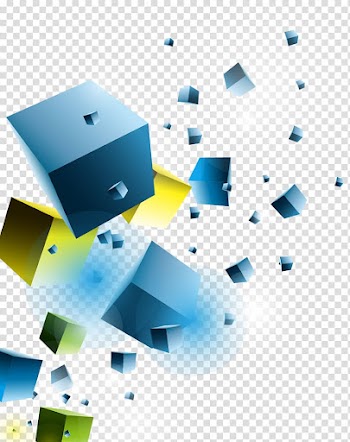 Yellow and blue box , Geometry Ornament Block, Abstract geometric blocks of three-dimensional pieces transparent background PNG clipart
