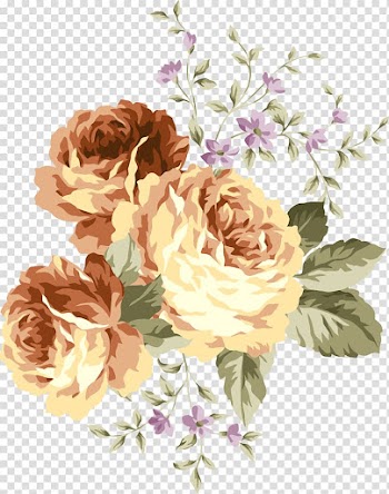 Yellow and brown flower painting, Centifolia roses Flower Euclidean , Flower pattern elements transparent background PNG clipart