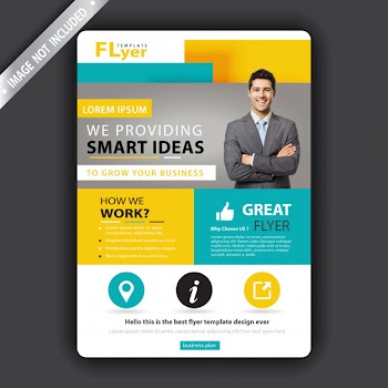 Yellow and green business flyer Free Vector