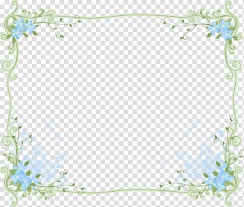 Yellow and green floral border art, Floral design Blue Frames Flower , flower transparent background PNG clipart