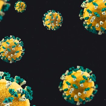 Yellow and green novel coronavirus under the microscope on a black bac.. | Free  illustration - 2320607