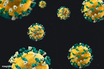 Yellow and green novel coronavirus under the microscope on a black bac.. | Free  psd mockup - 2320092