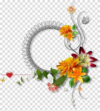 Yellow and green wall wreath graphic, Flower Wreath, Wreath frame decorative plants transparent background PNG clipart