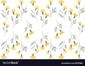 yellow and grey watercolor flowers pattern