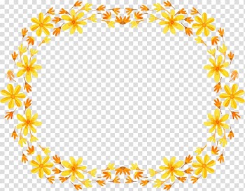 Yellow and orange petaled flower wreath , Border Flowers frame Wreath, Yellow floral decoration borders transparent background PNG clipart