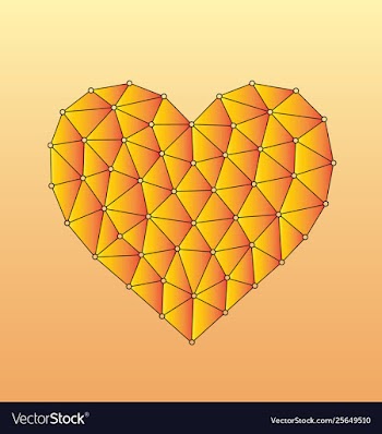 Yellow and orange polygonal heart shape low poly vector image