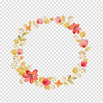 Yellow and pink flowers illustration, Flower Drawing Watercolor painting Illustration, Garland border transparent background PNG clipart