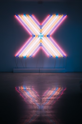 Yellow and Pink Lighted X Decor