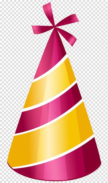 Yellow and purple striped party hat , Hat Tricorne Birthday, Birthday Hat File transparent background PNG clipart