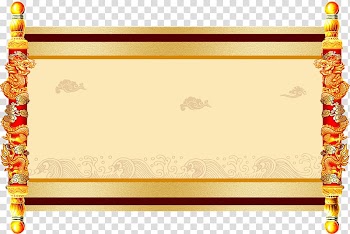Yellow and red dragon-themed scroll paper, Paper Edict Scroll, Dragon stick horizontal scrolling transparent background PNG clipart