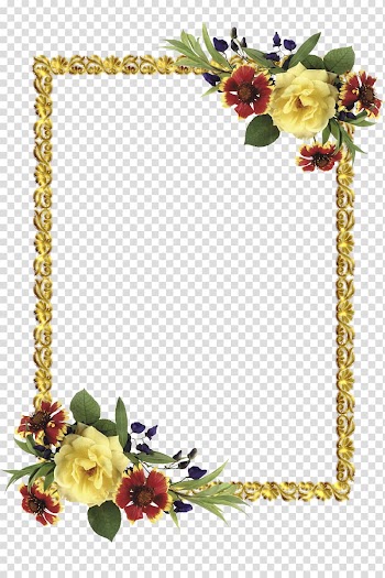Yellow and red floral frame template, Paper Frames Flower, flower frame transparent background PNG clipart
