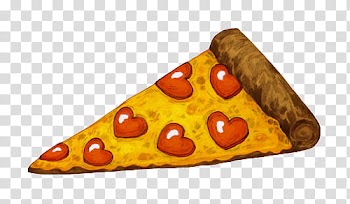 , yellow and red heart pizza slice transparent background PNG clipart