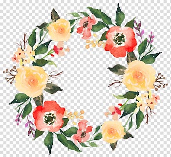 Yellow and red petaled flowers illustration, Garland Flower Wreath, Beautifully garland transparent background PNG clipart