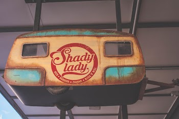 Yellow and Teal Shady Lady Camper Trailer Lamp