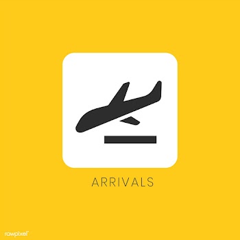 Yellow arrivals sign plane icon vector | Free stock vector - 538325