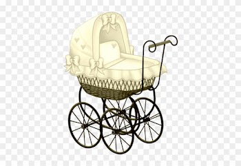 Yellow Baby Carriage Clip Art - Vintage Baby Stroller Clipart