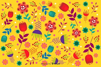 Yellow background with floral design Free Vector