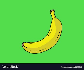 yellow banana isolated on green
