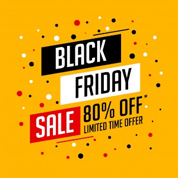 Yellow black friday sale banner with offer details Free Vector