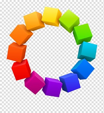 Yellow, blue, and red cube , 3D computer graphics Color Three-dimensional space Cube, frame transparent background PNG clipart