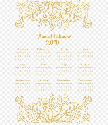 Yellow Calendar Icon - Yellow flower vine decoration calendar template 