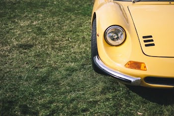 yellow car showing headlight