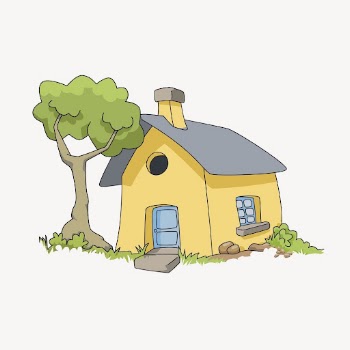 Yellow cartoon house clipart, illustration | Free Vector - rawpixel