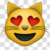 Yellow cat heart emoji illustration transparent background PNG clipart
