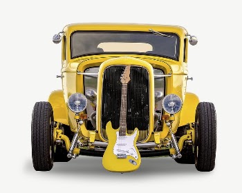 Yellow classic car collage element | Free PSD - rawpixel