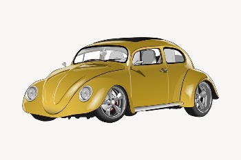 Yellow classic car sticker, vehicle | Free PSD - rawpixel