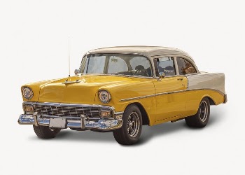 Yellow classic car sticker, vehicle | Free PSD - rawpixel