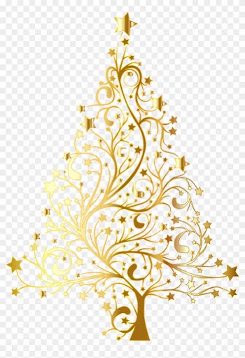 Yellow Clipart Christmas Tree - Gold Christmas Tree Vector