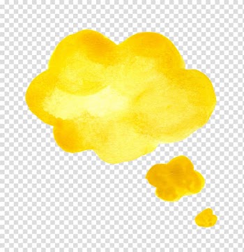 Yellow cloud text box, Yellow Watercolor painting Speech balloon, speech bubbles transparent background PNG clipart