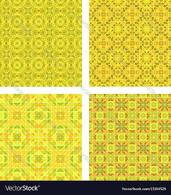 Yellow colorful seamless mosaic pattern set vector image