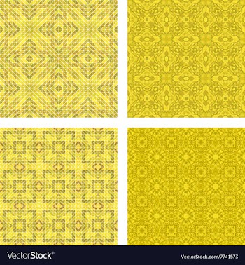 Yellow colorful seamless mosaic pattern set vector image