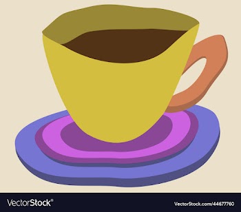 yellow cup with lilac saucer