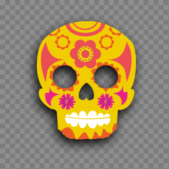 Yellow decorative sugar skull - Transparent PNG & SVG vector