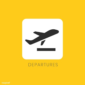 Yellow departures sign plane icon vector | Free stock vector - 538318