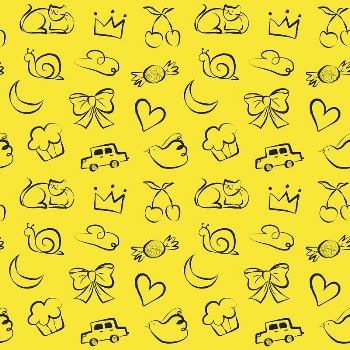 Yellow doodle pattern background, cute | Free PSD - rawpixel