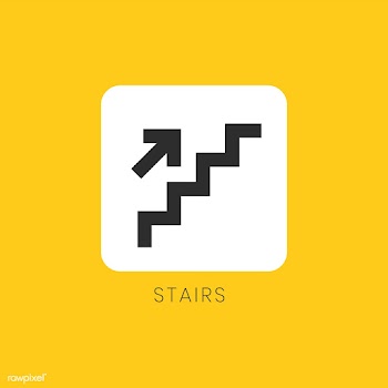 Yellow down arrow stairs icon sign vector | Free stock vector - 538361