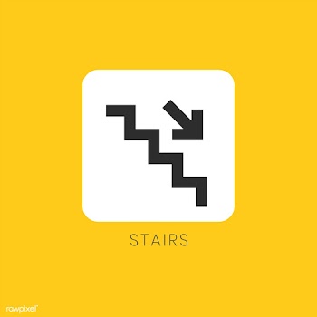 Yellow down arrow stairs icon sign vector | Free stock vector - 538366